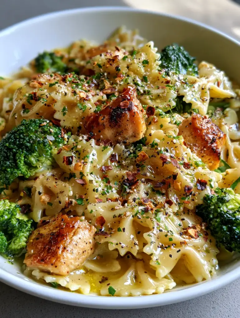 Cowboy Butter Chicken Pasta with Creamy Lemon Garlic Sauce 1 Tabletop view of Cowboy Butter Chicken Pasta in a white ceramic bowl with fresh parsley garnish.