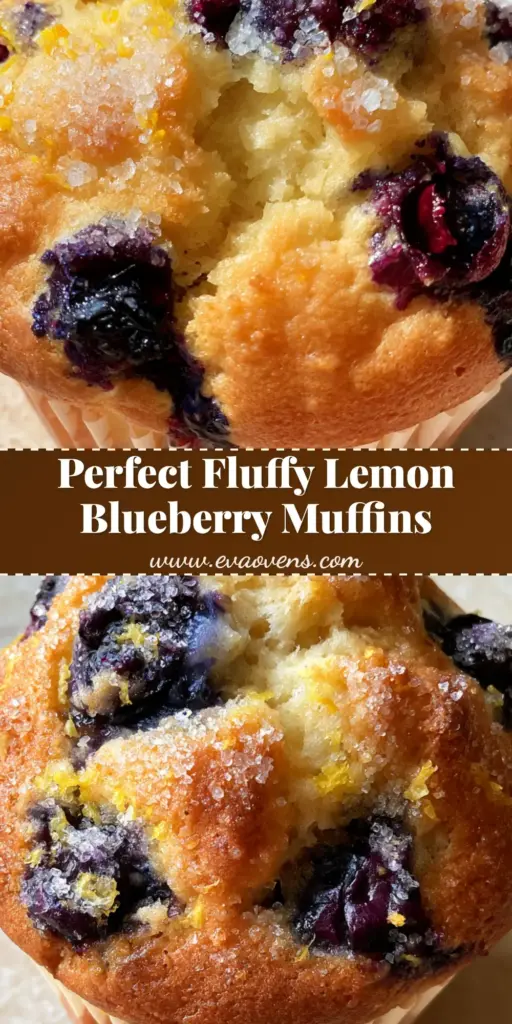 Lemon Blueberry Muffins with Sparkling Sugar and Fresh Lemon Zest 4 Close-up of Lemon Blueberry Muffins with a golden-brown crust, bursting blueberries, and coarse sparkling sugar on a stone surface.