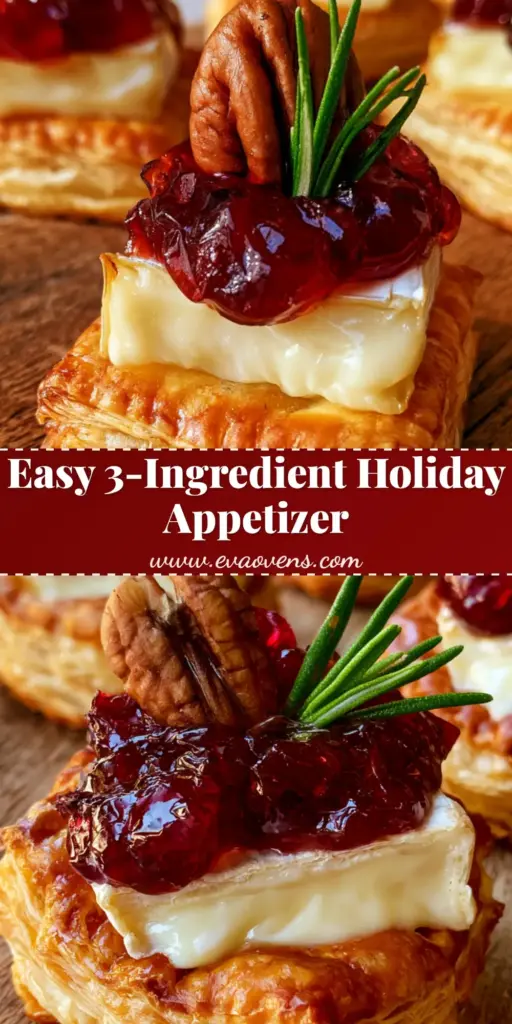 A rustic wooden board filled with golden-brown Cranberry Brie Bites garnished with pecans and rosemary.