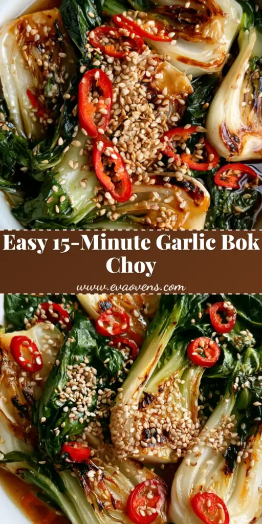 Sautéed Bok Choy with Ginger, Garlic, and Red Chili 4 A close-up overhead view of Sautéed Bok Choy in a white bowl, showing charred white stalks, wilted green leaves, red chili slices, and sesame seeds.