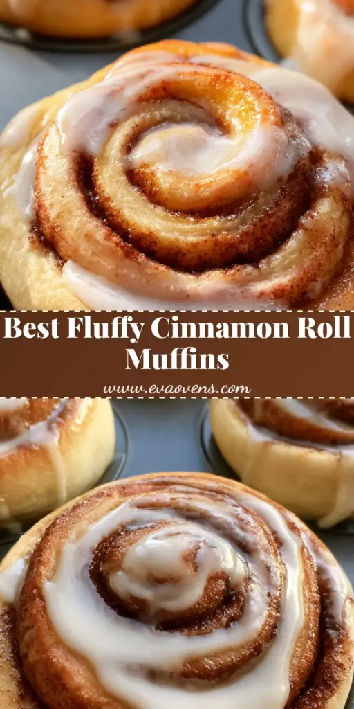 Close-up of Cinnamon Roll Muffins in a dark metal tin with thick white icing dripping down the swirls.