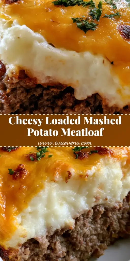 Mashed Potato Topped Meatloaf: The Ultimate Cheesy Comfort Dish 4 A thick cross-section slice of Mashed Potato Topped Meatloaf showing layers of savory beef, smooth white potatoes, and bubbling toasted cheddar cheese.