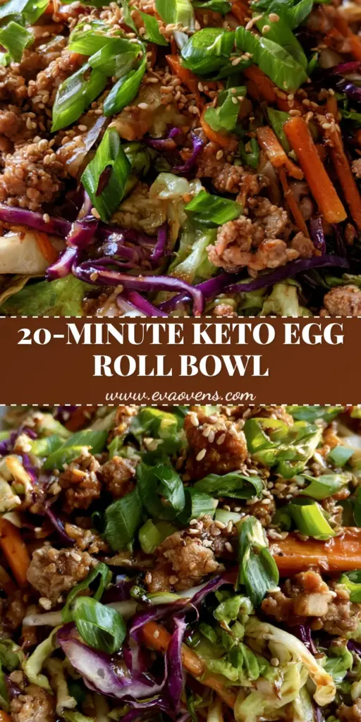 A handheld smartphone photo of a white ceramic bowl filled with Egg Roll in a Bowl featuring browned ground meat, purple cabbage ribbons, and toasted sesame seeds.