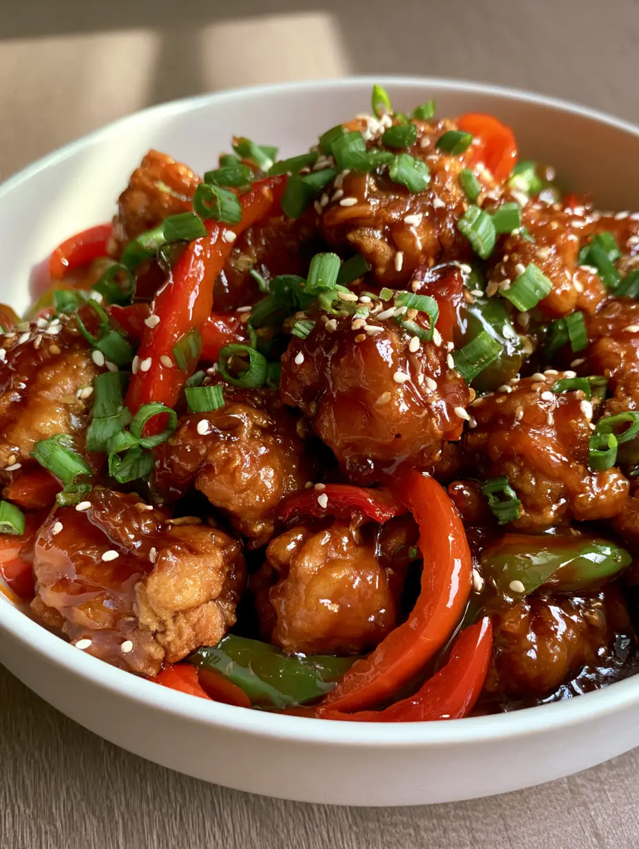 Honey Pepper Chicken: The Ultimate Crispy & Glossy Dinner Guide 4 Close-up of craggy breaded Honey Pepper Chicken pieces with sesame seeds and green scallions.