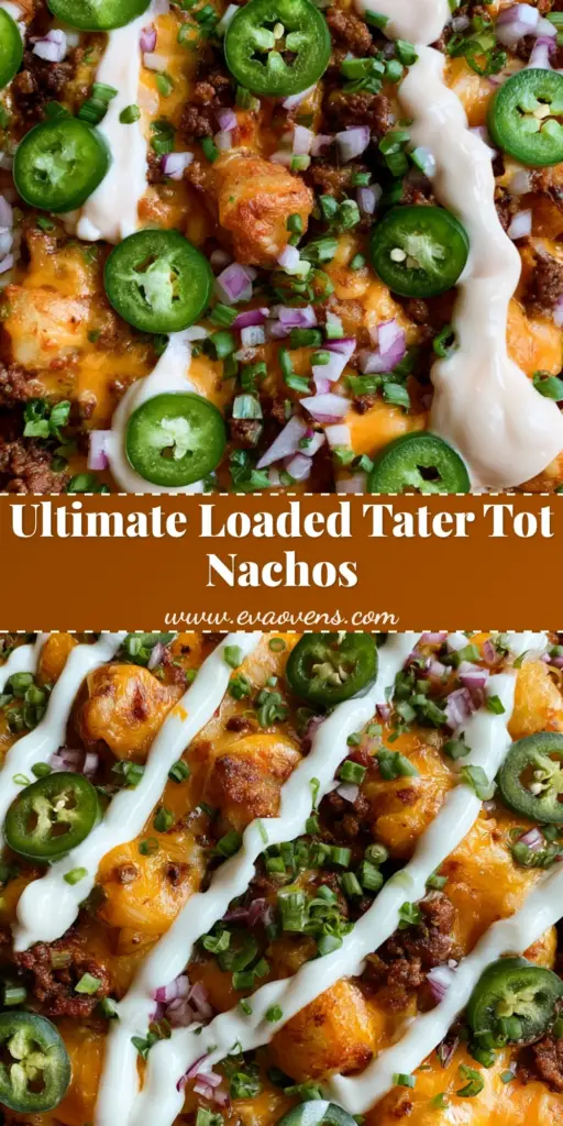 Loaded Tater Tot Recipes: The Ultimate Skillet Comfort Food 4 A top-down view of Loaded Tater Tot Recipes in a cast iron skillet with melted cheese and sour cream drizzle.