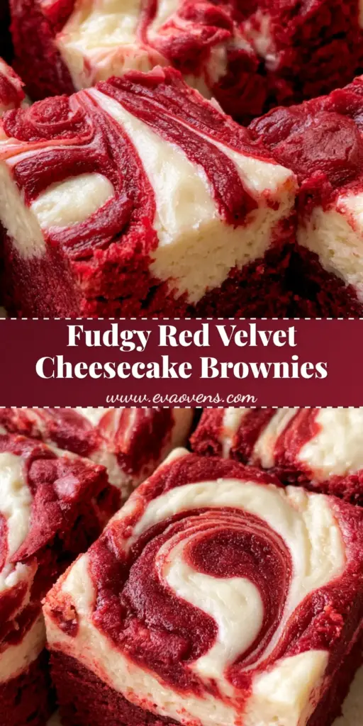 A stack of Red Velvet Cheesecake Brownies showing the thick fudgy base and intricate white cream cheese marble swirl.