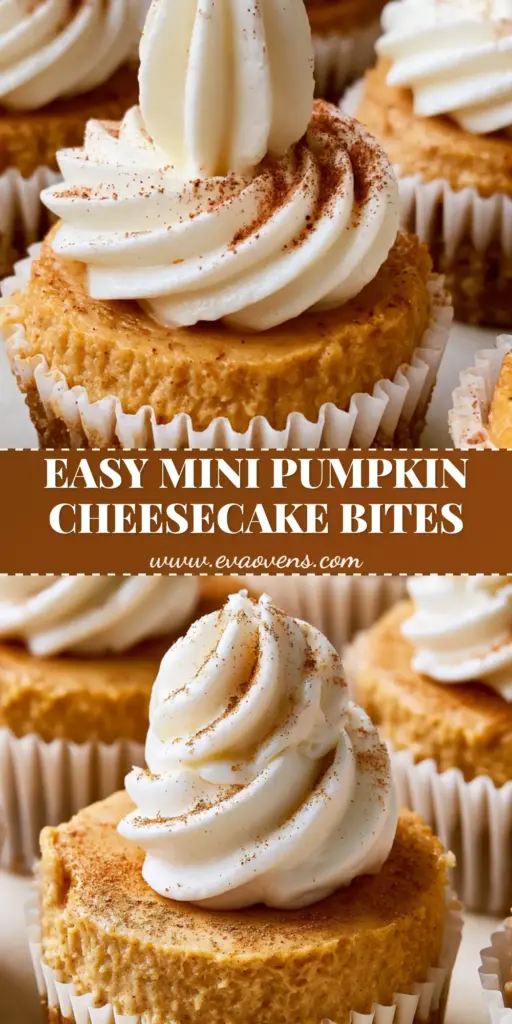 A handheld smartphone photo of mini pumpkin cheesecake bites in white pleated paper liners, featuring a matte orange filling, tall whipped cream swirls, and cinnamon dusting.