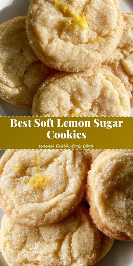 Soft Lemon Sugar Cookies with Crinkle Tops and Zest 3 A close-up shot of Soft Lemon Sugar Cookies on a white plate, showing the thick doughy texture, cracked surface, and sparkling sugar crystals with fresh lemon zest.