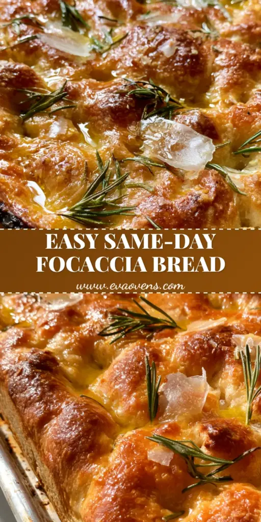 A handheld smartphone photo of rectangular Same Day Focaccia Bread in a metal tray with rosemary and sea salt.