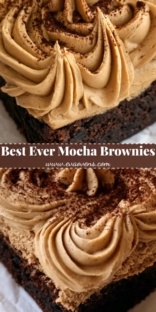 Mocha Brownies with Swirled Espresso Buttercream Frosting 3 A thick, square-cut fudgy Mocha Brownie with swirled mocha buttercream frosting and espresso powder dusting on white parchment paper. (Mocha Brownies)