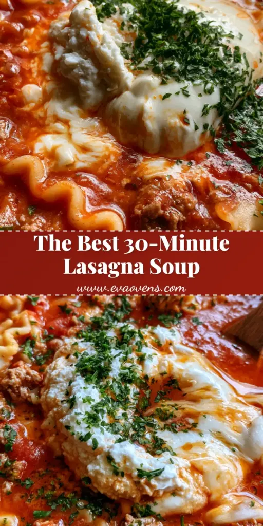 Easy Lasagna Soup: A One-Pot 30-Minute Dinner Dream 4 A dark ceramic bowl of Easy Lasagna Soup with wavy noodles, browned beef crumbles, and a large dollop of ricotta cheese topped with parsley.