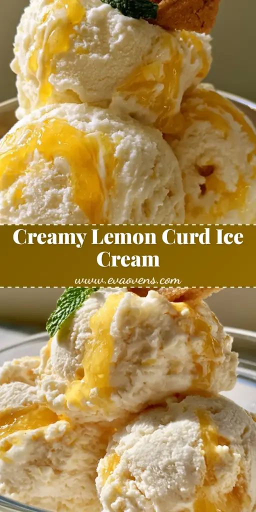 A close up photo of two scoops of Lemon Curd Ice Cream in a glass dish with yellow swirls and a shortbread wedge.