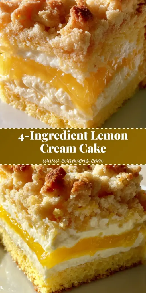 Lemon Cream Cheese Dump Cake with Buttery Crumble Crust 3 A thick square slice of Lemon Cream Cheese Dump Cake showing distinct layers of yellow cake, white cream cheese, and bright yellow lemon curd with a toasted crumble top.