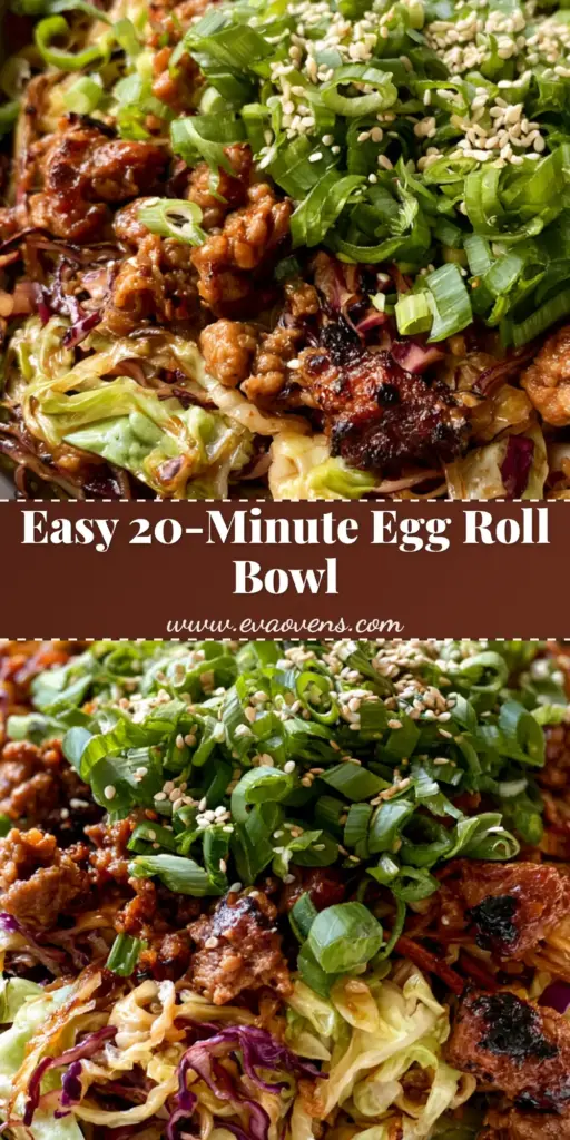 Egg Roll in a Bowl: The Ultimate 20-Minute One-Pan Healthy Dinner 3 A close-up shot of Egg Roll in a Bowl with browned meat crumbles, purple cabbage slivers, and a glossy soy glaze in a white bowl.